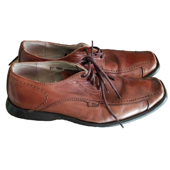 Christian Gallery Mens Brown Leather Dress Shoes Size 9 Oxford - Picture 1 of 7